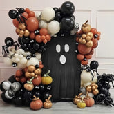 153Pcs Halloween Balloon Arch Kit - Black & Orange Spooky Balloons for Party Decorations