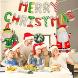 Merry Christmas Balloon Banner Set - 38 Inch, Pack Of 16 | Elf & Santa Balloons, Christmas Party Decorations
