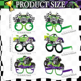 32 Pcs Monster Truck Party Decorations Eyeglasses Car Paper Eyeglasses Purple And Green Paper Glasses Jam Themed Props Photo Booth For Monster Truck Party Favors Baby Shower Birthday Supplies