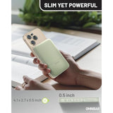 Magnetic Power Bank, 0.5''Ultra Slim 5000Mah Wireless Portable Charger With Usb C Cable 20W Pd Fast Charging, For Magsafe Battery Pack For Iphone 16/16 Pro/16 Pro Max/15/14/13/12 Series,Green
