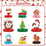 Merry Christmas Party Decorations Bundle - Includes Festive Christmas Honeycomb Centerpieces ?Santa Claus Snowman Table Toppers, Perfect for Classroom Decor, Christmas & Winter Birthday Party Supplies