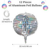12pcs 18" Silver Disco Ball Foil Balloons for Disco Theme Party Decor