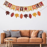 2Pcs Fall Banner Glitter Maple Leaf Paper Banner Happy Fall Burlap Banner Pre-Assembled Rustic Bunting Garland Hanging Decorations For Autumn Thanksgiving Party Decoration Supplies