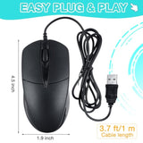 50 Pcs Black Wired Usb Computer Mouse Bulk 1000 Dpi 3 Button Corded Mouse With