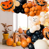 146Pcs Halloween Balloon Garland Arch Kit - Pumpkin, Black, White & Orange Party Decor