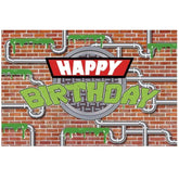 Turtle Banner, 70.8x43.3 Inch Ninja Themed Happy Birthday Background for Kids Party