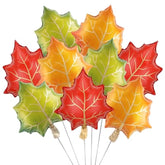 Maple Leaf Foil Balloons (9 Pcs): Fall Thanksgiving Party Decor