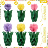 Tulip Paper Flower Centerpieces For Table Spring Party Decorations For Table Pastel Tulip Honeycomb Mothers Day Decoration, Floral Centerpieces For Easter Party Birthday Tea Party