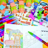 72 Pcs Train Party Favors,Train Print Party Supplies Include Coloring Books Stickers Stamps Diy Art Crafts Goody Bags Fillers For Train Car Railway Transportation Birthday Party
