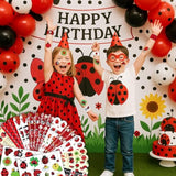 48 Pcs Ladybug Party Set: 24 Pcs Temporary Tattoos & 24 Pcs Slap Bracelets -Themed Gifts For Kids, Girls, Boys β Perfect For Birthday Parties, Baby Showers, Classroom Rewards, Party Decorations