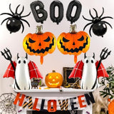 9Pc Halloween Foil Balloons – Ghost, Spider, Pumpkin & BOO Party Decorations