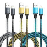 10 Ft Nylon Braided iPhone Charger Cord Compatible with iPhone 13/12/11 Pro Max/XS MAX/XR/XS/X/8/7/Plus/6S/6/SE/5S/iPad - 3 Pack