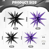Purple Black Star Balloons, 22/27 Inch Black And Purple Star Shaped Balloons, Aluminum Foil Balloon, Cone Spike Balloon For Halloween Theme Birthday Graduation Baby Shower Wedding Decorations