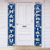 We Appreciate You Banner Decorations Thank You Door Banner Thank You For All You Do Backdrop For Teacher Employee Staff Doctors Nurse Poaster Volunteer Appreciation Week Party Porch Sign - Blue Silver