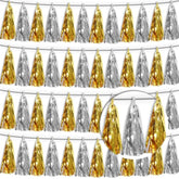 4P Gold Silver Tassel Banner Garland Metallic Foil Fringe Banner Tinsel Tassels Streamer Banner Backdrop For Parade Floats, Graduation Decorations, Father' Day, Halloween, Christmas Decorations
