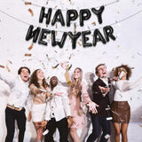 16 Inch Black Foil Happy New Year 2026 Balloon Banner Party Decor