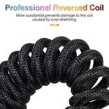 Usb C Keyboard Coiled Cable, Braided Detachable Aviator Double Sleeve Type C M