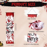 4 Pcs Halloween Banners Red Warning Hanging Porch Door Horror Decor for Parties