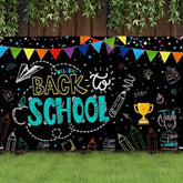 Welcome Back To School Backdrop Banner Sign 72X44 Inch, Back To School Party Decorations First Day Of School Banner Bulletin Board Welcome School Decor For Classroom