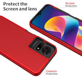Tcl 50 Le/K23/K24 Case With Screen Protector, Dual Layer Heavy Duty Protection, Slim Fit, Red, Shockproof, Anti-Fingerprint, Anti-Yellowing
