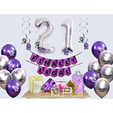 Finally Legal Purple Party Pack - Pre-Strung Banner, Balloon And Swirls - 21St Birthday Decorations For Him Or Her - Party Supplies And Gifts