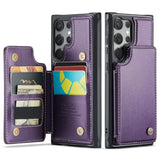 For Samsung Galaxy S23 Ultra Wallet Case With Card Holder, Rfid Blocking Credit Slots Kickstand Shockproof Phone Cover For Women Men, Purple