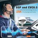 Noise Cancelling Bluetooth Headset V5.1, 35Hrs Hd Talktime Cvc8.0 Dual Mic Hands-Free Wireless Headset, Bluetooth Headphones With Mute Button For Cell Phones Business Home Office Trucker