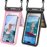 Double Space Waterproof Phone Pouch, 2 Pack Waterproof Phone Case With Lanyard For Iphone 16 15 14 Pro Max Up To 8.5’’, Cellphone Dry Bag For Beach Vacation Travel Cruise Essentials