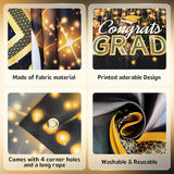 Congrats Grad Banner Black Gold - 72x44 Inch, Graduation Banner 2026, Graduation Decorations, Congrats Grad Backdrop for High School College Graduation Party Decor
