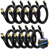 Cat 7 Ethernet Cable 10 Feet (10 Pack), Multi Pack High Speed Internet Cord, Cat7 Rj45 Lan Network Cable, Triple Shielding Sftp 10Gbps 600Mhz Patch Cable, Compatible With Cat6A Cat6 Cat5E Cat5 Cable