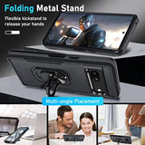 For Google Pixel 6A Case With Screen Protector+Camera Lens Protector,Heavy Duty Shockproof Full Body Phone Cover,Built In Metal Ring Holder Kickstand,2022 Black Matte