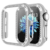 Bling Rhinestone Apple Watch Case 40mm Series 6 5 4 SE Protective Bumper Frame Cover for Women Girls iWatch Silver