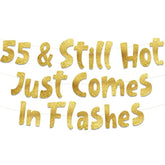 55Th Birthday Gold Glitter Banner Happy 55Th Birthday Party Decorations