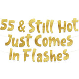 55Th Birthday Gold Glitter Banner Happy 55Th Birthday Party Decorations