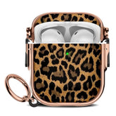 For Cute Airpods Case (2019) With Safety Lock,Compatible Leopard Print Airpod 2Nd Generation Case For Women Girly With Keychain-Gold