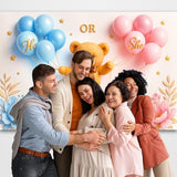 Boho Bear Gender Reveal Banner Backdrop 5.9×3.6Ft He or She Banner