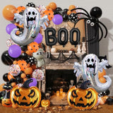7Pc Halloween Foil Balloons – BOO Ghost & Pumpkin Party Decorations