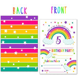 5Th Rainbow Birthday Party Invitations With Envelopes – Birthday Party Invitations, Rainbow Party Decorations– 20 Cards With Envelopes?C03-05?
