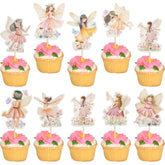 36Pcs Fairy Cupcake Toppers Wing Angel Flower Fairy Birthday Cupcake Picks Ballet Dancer Cake Decorations For Baby Shower Birthday Wedding Fairy Party Decorations Supplies