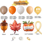 Fall Balloon Arch Kit: Orange, Brown, Gold, Pumpkin & Maple Leaf Decor
