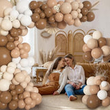 146Pcs Brown Balloons Garland Arch Kit, Diy 18"12"10" Coffee Brown Blush Nude Balloons For Neutral Woodland Teddy Bear Baby Shower Wedding Jungle Safari Birthday Party Decorations