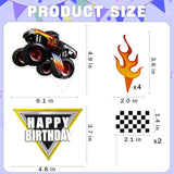 Trucks Cake Topper Truck Cake Decorations Racing Car Checkered Flag Birthday Cake Cupcake Toppers For Kids Boys Truck Themed Racing Car Party Decorations Supplies