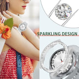 3 In 1 Bling Screen Protector For Galaxy Watch 6 Classic 43Mm With Tempered Glass, Plating Hard Pc Bumper Silvery Full Protective Gems Cover For Samsung Watch 6 Classic Sm-R950