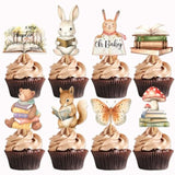 24 Pcs Storybook Baby Shower Cupcake Toppers Welcome Baby Cake Decorations