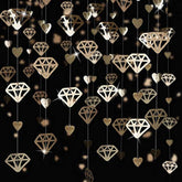 52 Ft Champagne Gold Heart Garland Hanging Paper Diamond Heart Streame
