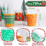 72 Pack Christmas Cups Disposable -14Oz Holiday Plastic Cups For Xmas Holiday Christmas Party Decorations