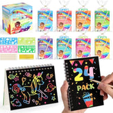 Scratch Art Party Favors For Kids, 24 Pack Rainbow Scratch Notebook Craft School Supplies For Goodie Bags Stuffers Classroom Prizes Birthday Gift