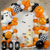 Halloween Balloon Arch Kit: Ghost, Bats & Checkered Foil Balloons
