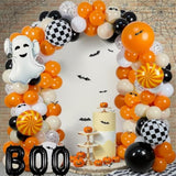 Halloween Balloon Arch Kit: Ghost, Bats & Checkered Foil Balloons