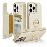 For Iphone 13 Pro Wallet Case With Card Holder Ring Holder Kickstand Card Slots Case For Women And Men Designed For Iphone 13Pro 6.1"-Beige